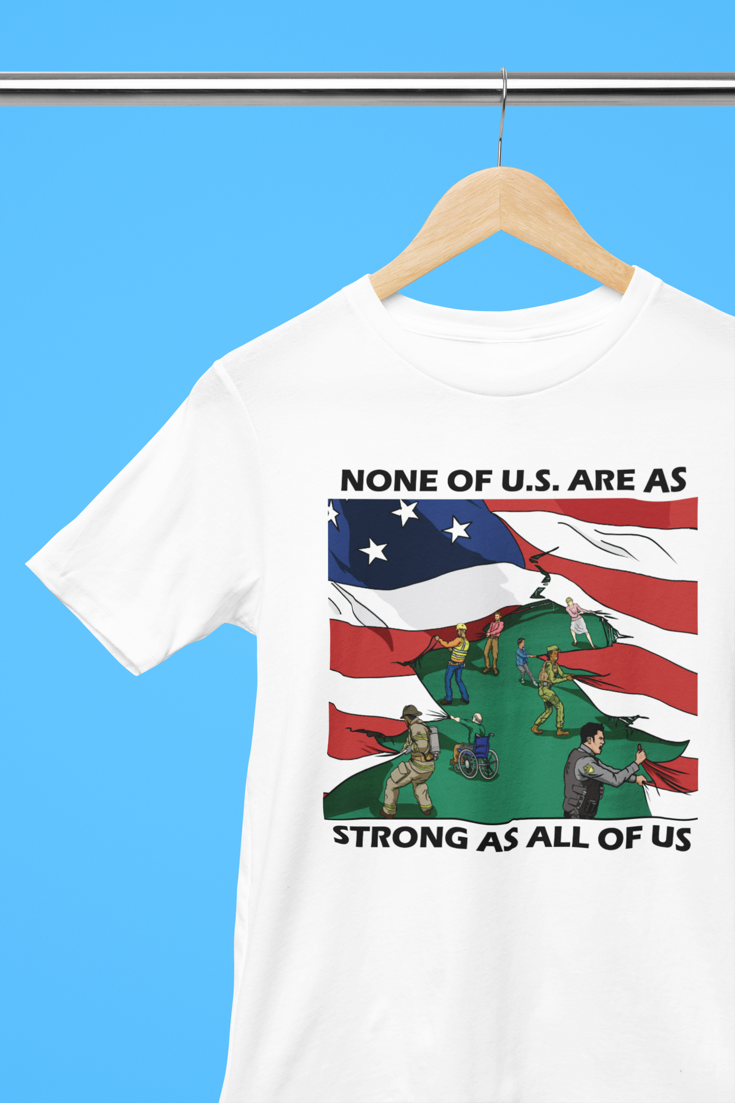 None Of US Is As Strong As All Of Us - Patriotic USA Flag Unisex Heavy Cotton Tee