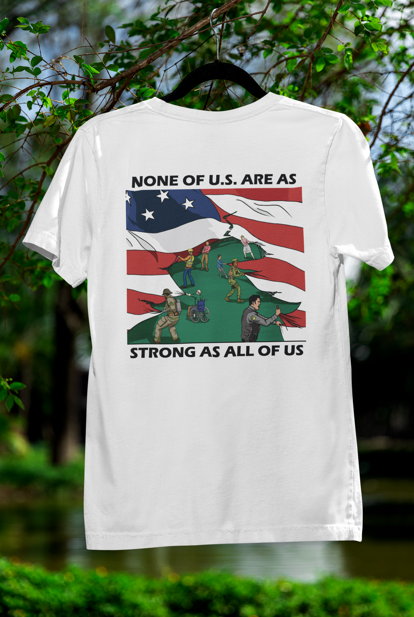 None Of US Is As Strong As All Of Us - Patriotic USA Flag Unisex Heavy Cotton Tee