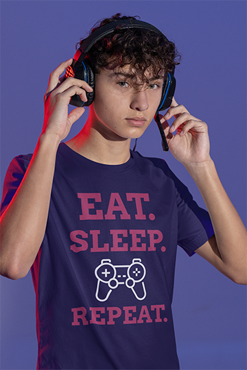 EAT. SLEEP. GAME. REPEAT. - Gaming Lifestyle Tee, Unisex Heavy Cotton Tee, Gamer Shirt