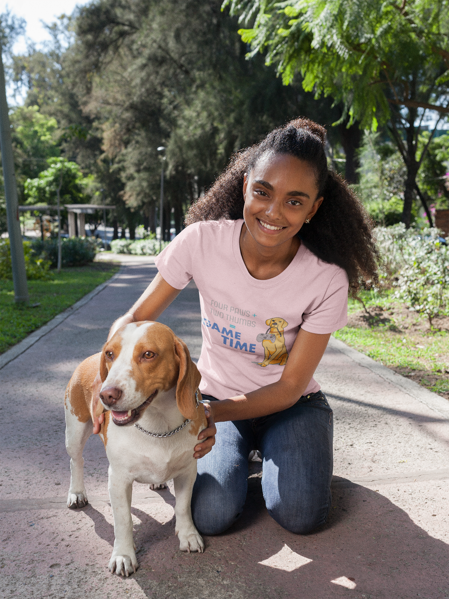 4 Paws + 2 Thumbs = Game Time - Unisex Heavy Cotton Shirt, Pet Lover Gift, Gamer Shirt