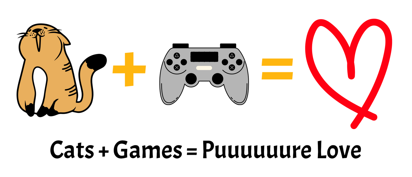 Cats + Games = Puuuuuuuure Love - Cute Cat Gamer Tee, Unisex Heavy Cotton T-Shirt, Cat Lover