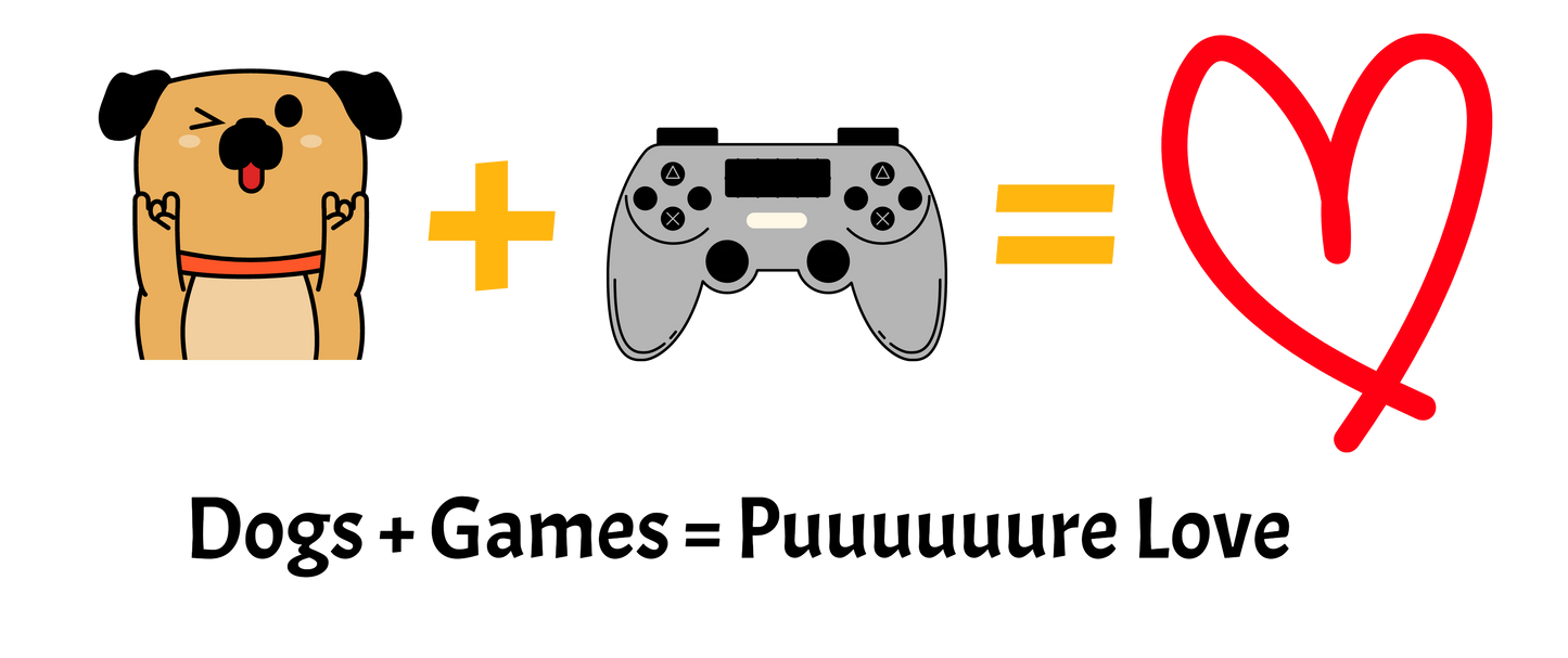 Dogs + Games = Puuuuuuuure Love - Dog Lover Gaming Tee | Unisex Heavy Cotton Shirt, Gamer Gift, Pet Lover Apparel