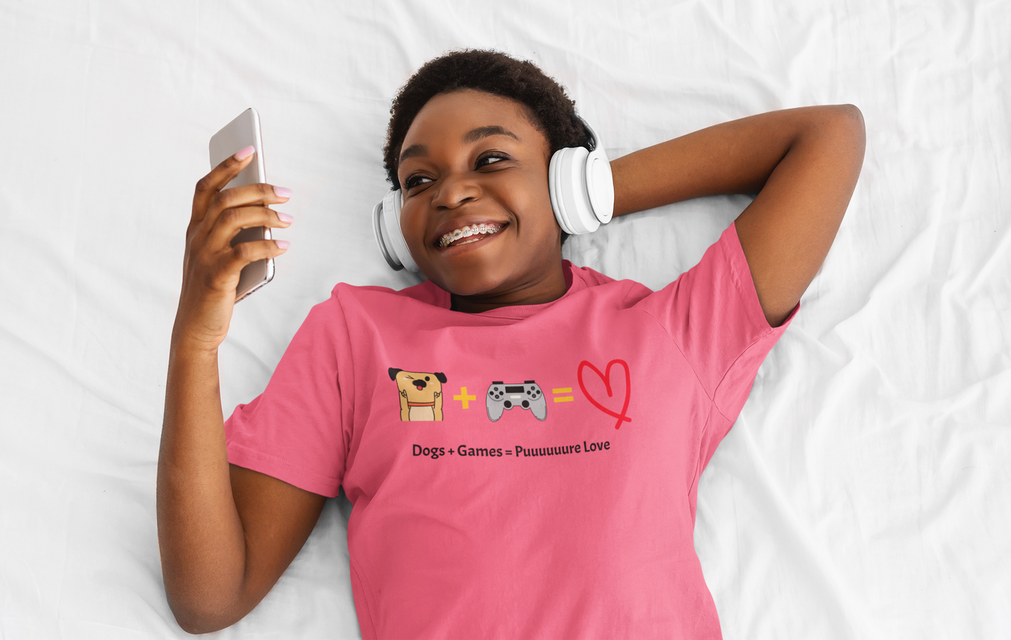Dogs + Games = Puuuuuuuure Love - Dog Lover Gaming Tee | Unisex Heavy Cotton Shirt, Gamer Gift, Pet Lover Apparel