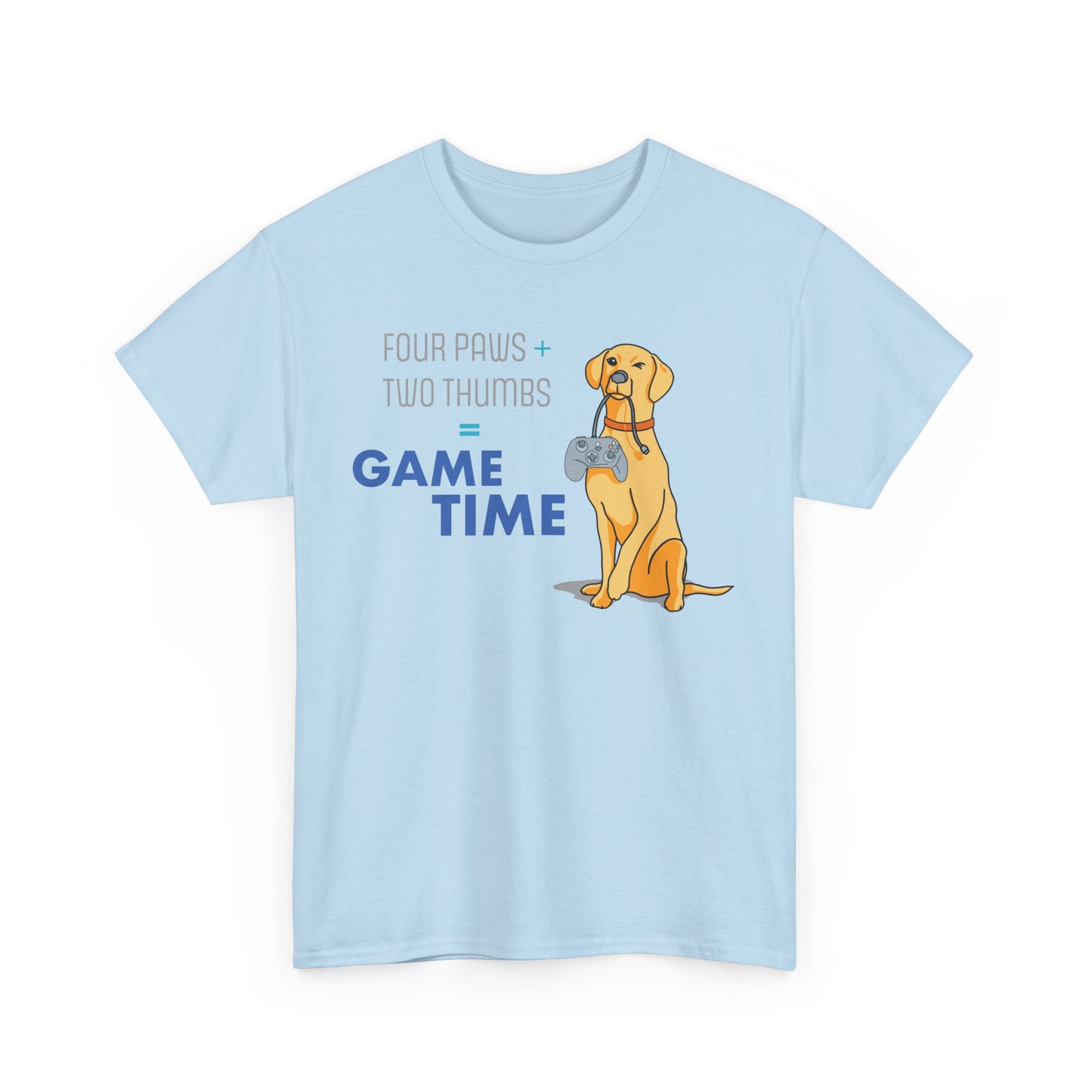 Four Paws + Two Thumbs = Game Time _ Unisex Heavy Cotton Tee