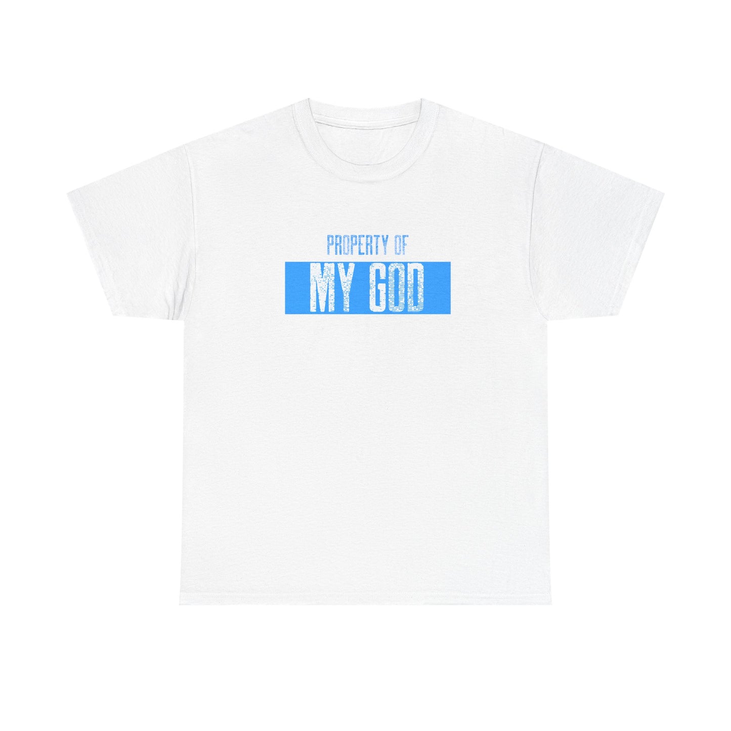 Property of My God (Blue) - Unisex Heavy Cotton Tee, Faith Apparel