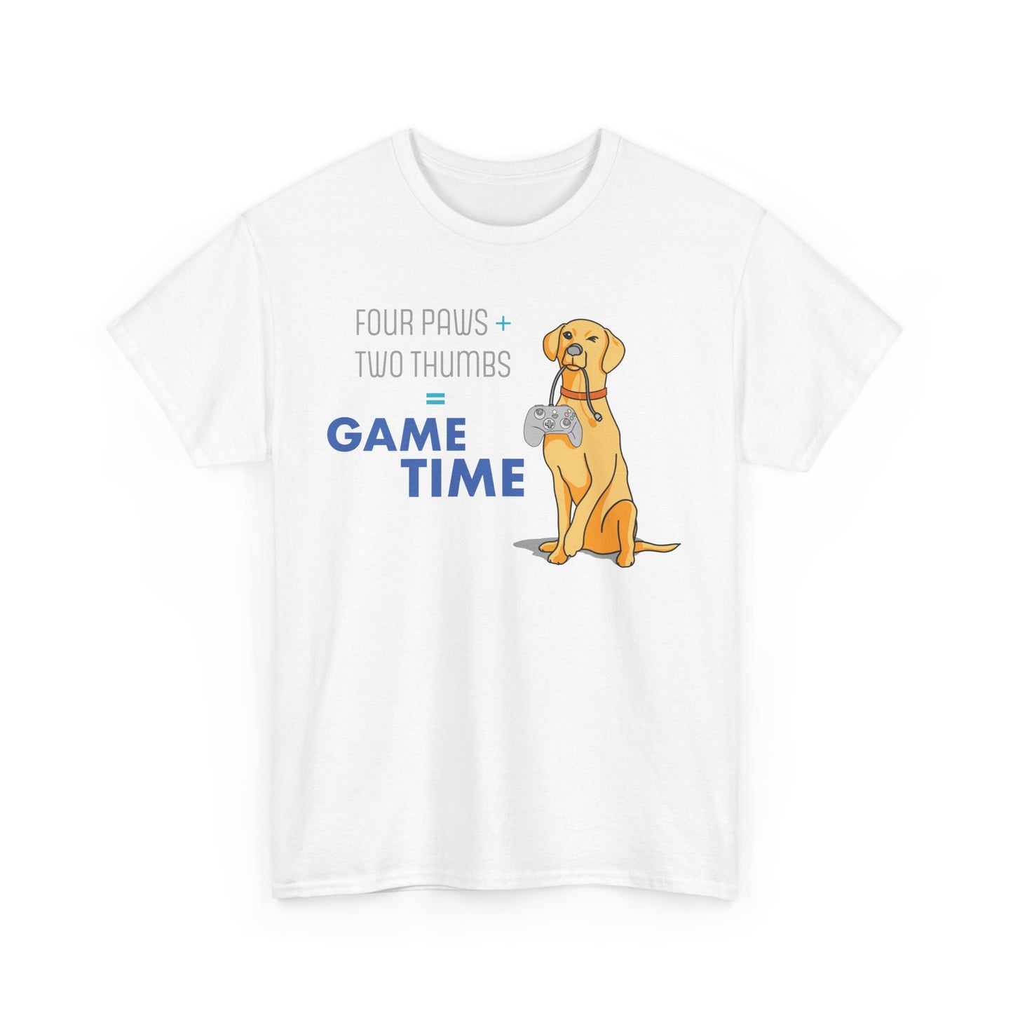 Four Paws + Two Thumbs = Game Time _ Unisex Heavy Cotton Tee