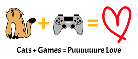 Cats + Games = Puuuuuuuure Love - Cute Cat Gamer Tee, Unisex Heavy Cotton T-Shirt, Cat Lover