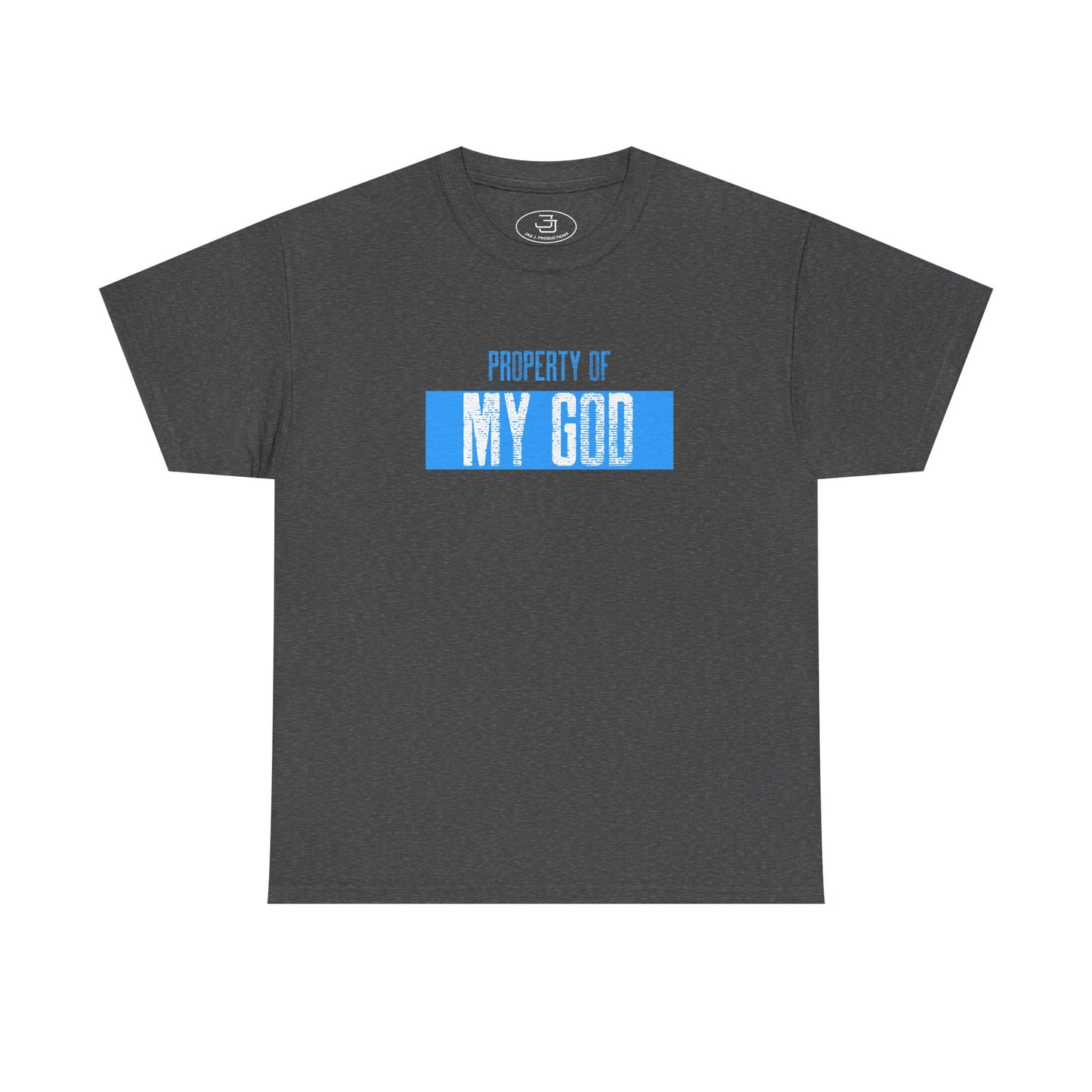 Property of My God (Blue) - Unisex Heavy Cotton Tee, Faith Apparel