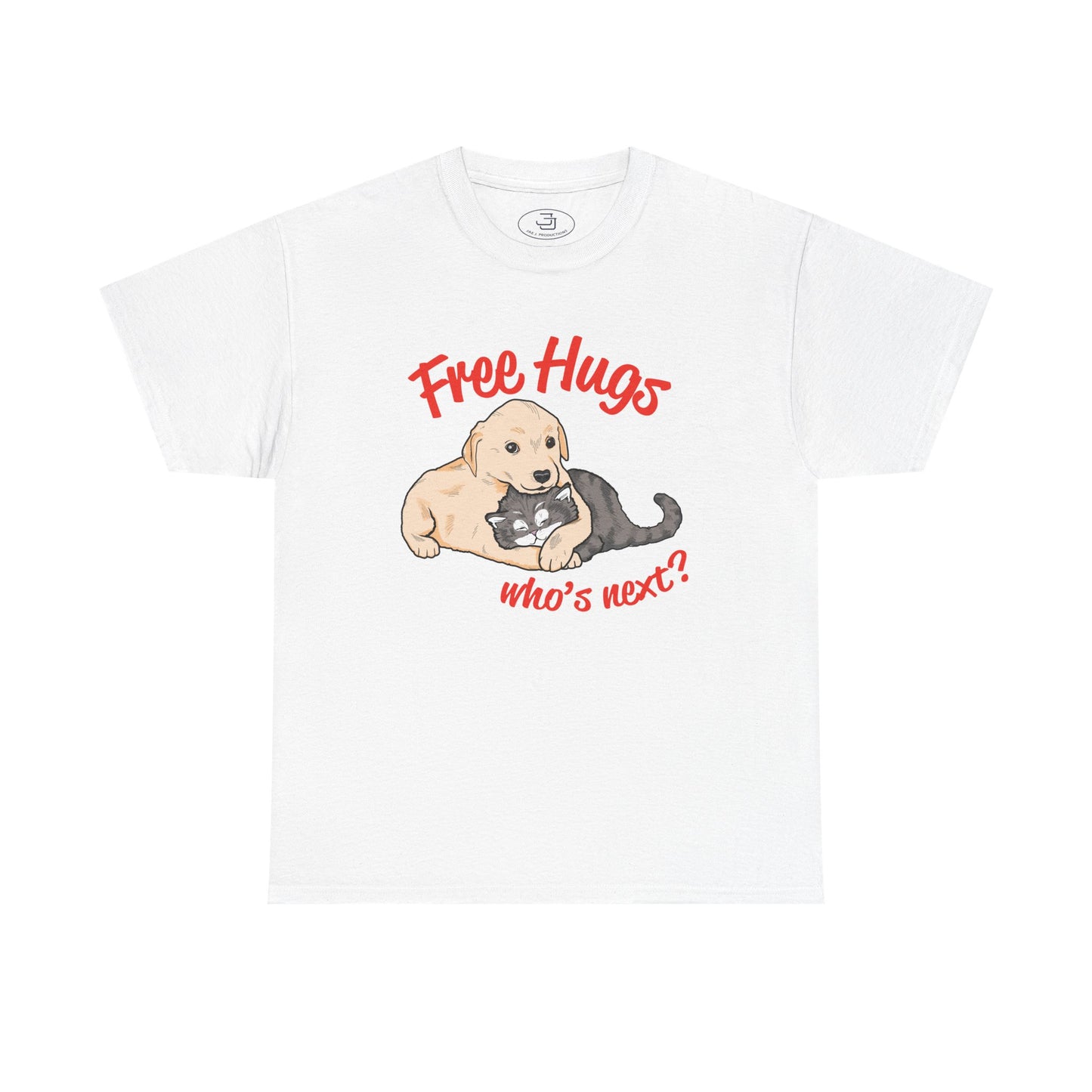 Free Hugs Who's Next?  — T-Shirt, "Free Hugs" Puppy and Kitten Cute Animal Tee
