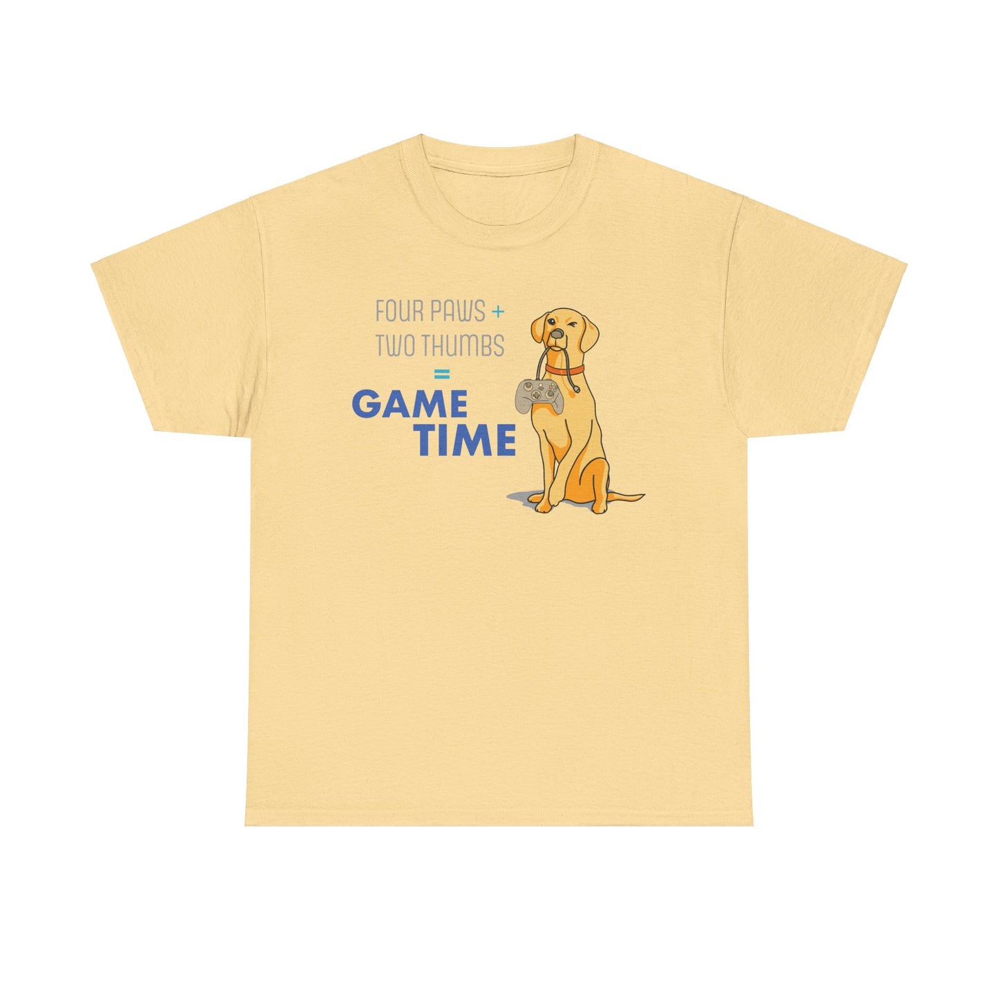 Four Paws + Two Thumbs = Game Time _ Unisex Heavy Cotton Tee