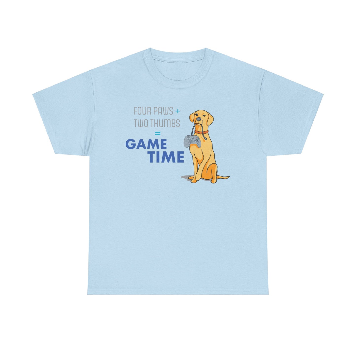 Four Paws + Two Thumbs = Game Time _ Unisex Heavy Cotton Tee