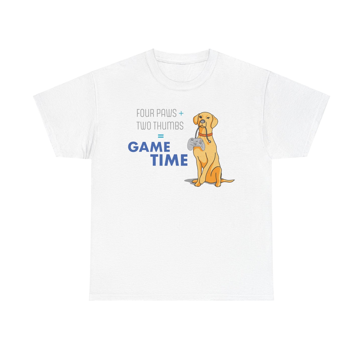 Four Paws + Two Thumbs = Game Time _ Unisex Heavy Cotton Tee