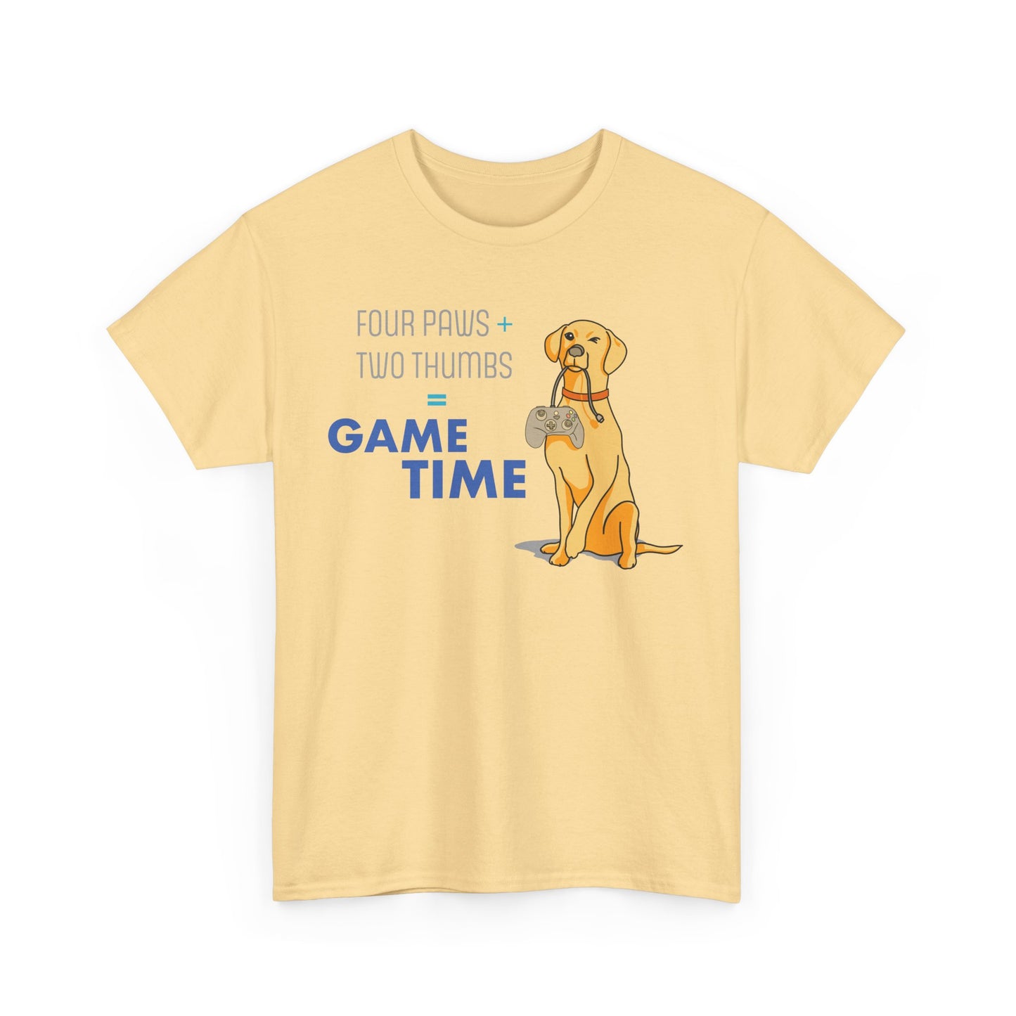 Four Paws + Two Thumbs = Game Time _ Unisex Heavy Cotton Tee