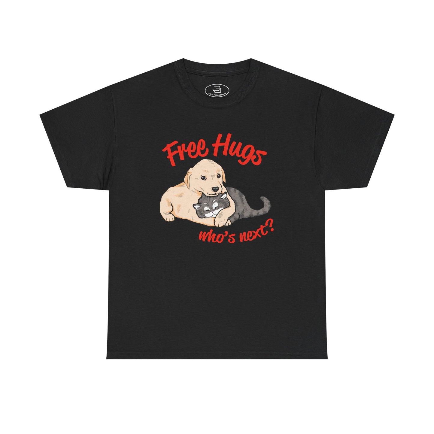 Free Hugs Who's Next?  — T-Shirt, "Free Hugs" Puppy and Kitten Cute Animal Tee