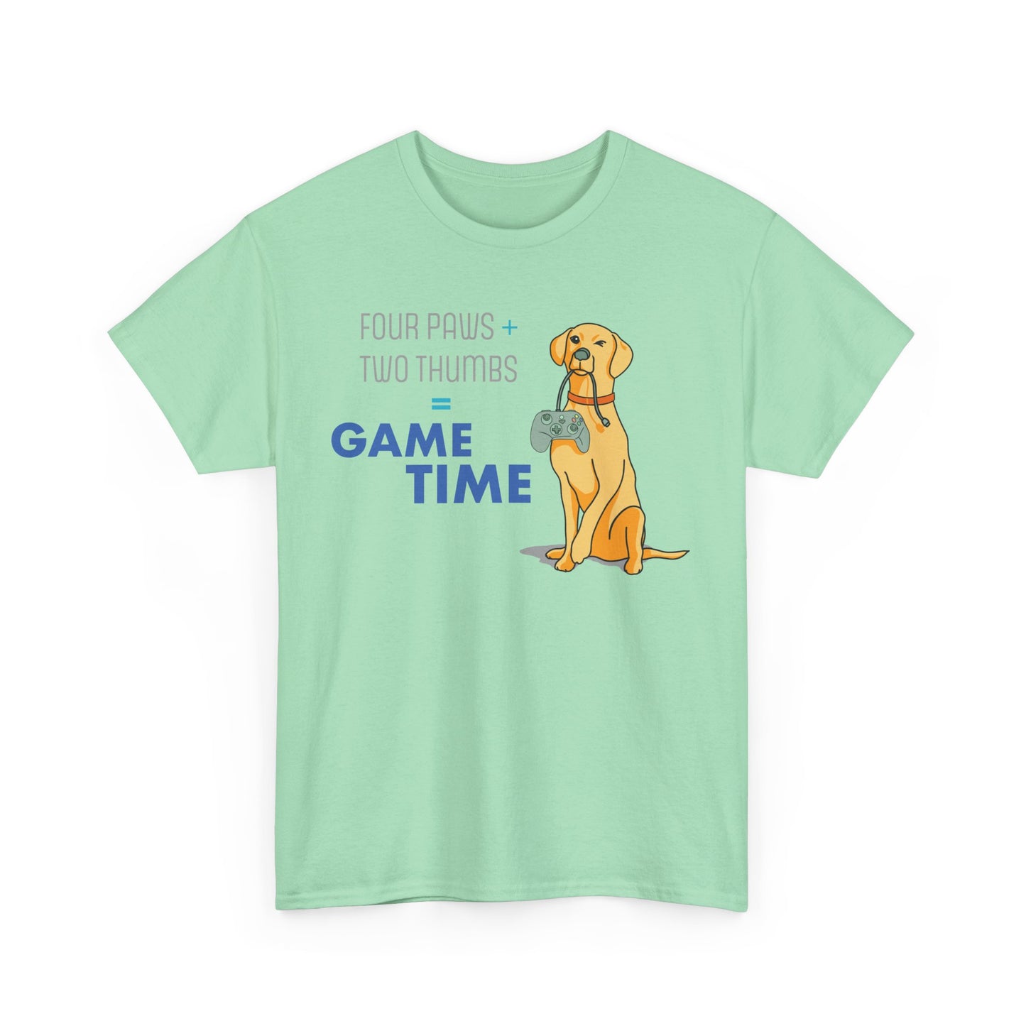 Four Paws + Two Thumbs = Game Time _ Unisex Heavy Cotton Tee