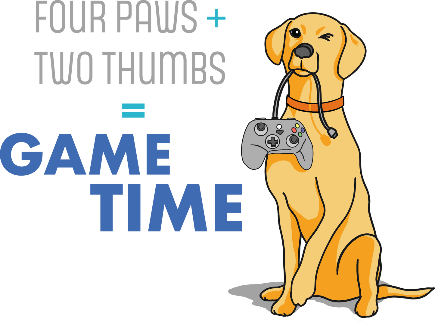 Four Paws + Two Thumbs = Game Time _ Unisex Heavy Cotton Tee