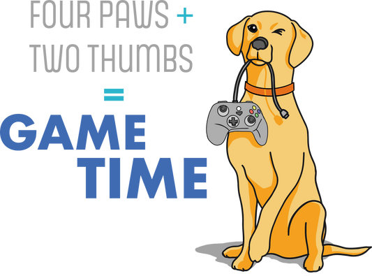 Four Paws + Two Thumbs = Game Time _ Unisex Heavy Cotton Tee